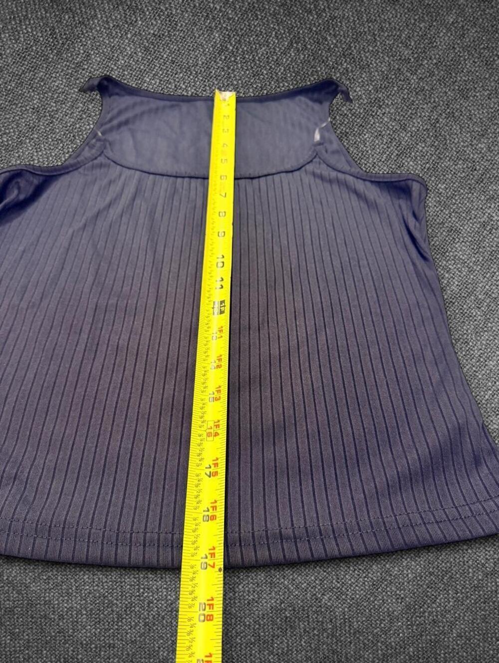 Black Ribbed Sheer Tank Top Size Large Fits Medium/Small - Picture 6 of 8